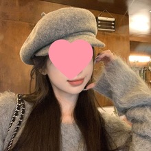 立体有型羊毛呢贝雷帽女秋冬季保暖帽韩版显脸小画家帽百搭八角帽