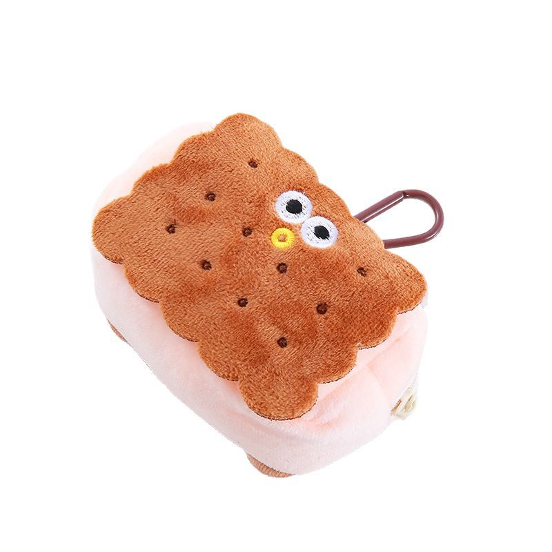 Monedero de hamburguesa de felpa, pequeño libro rojo, el mismo estilo, bolsa de auriculares de juguete Kapibala, muñeca de la serie de dibujos animados, dinero personalizado