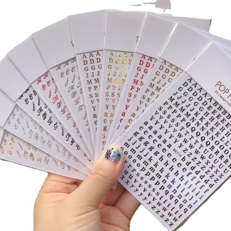 New WG719-720 Nail Art Stickers Cross-border Multicolor English Letter Nail Stickers Letter Nail Art Stickers