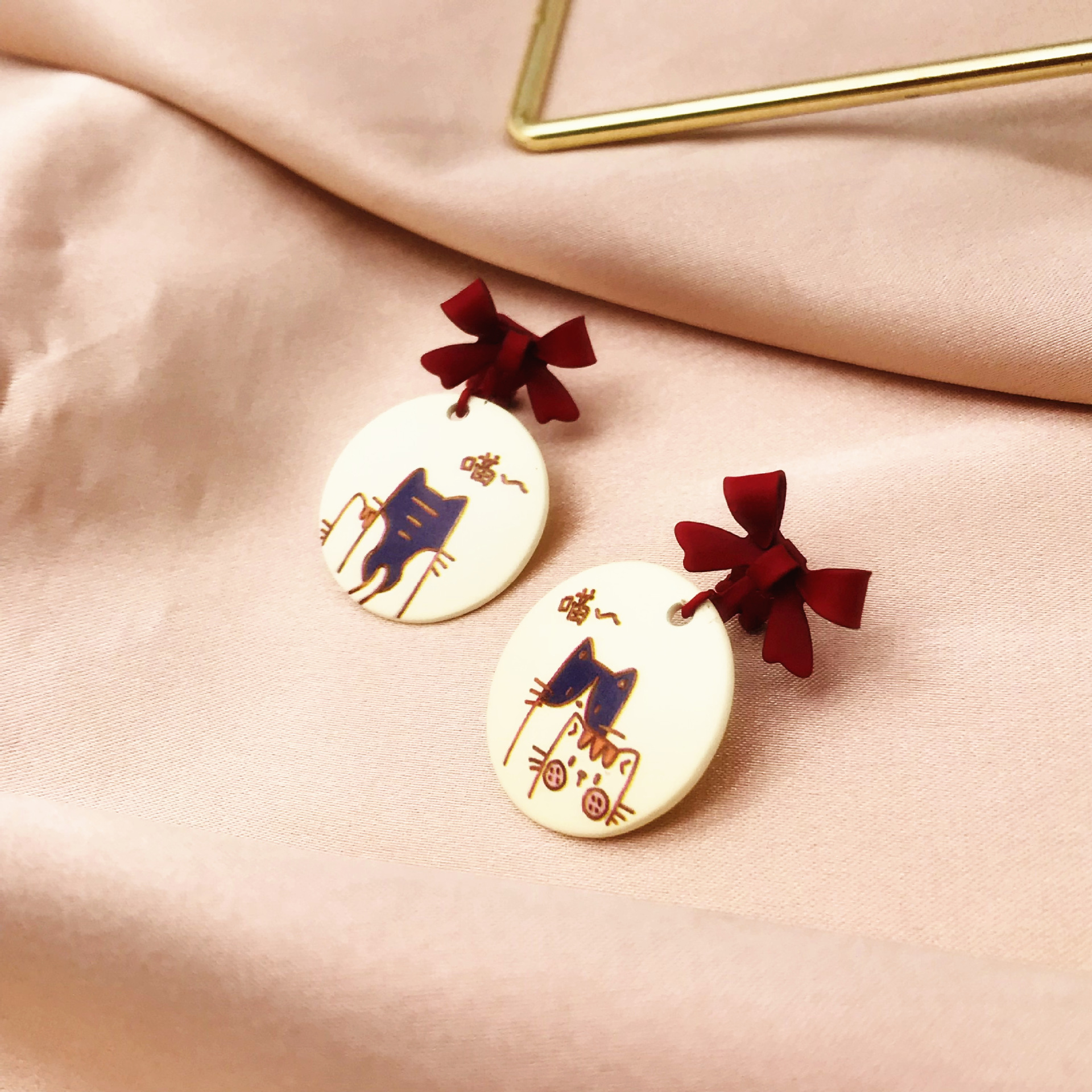 Cute Cat Alloy Stoving Varnish Drop Earrings display picture 4