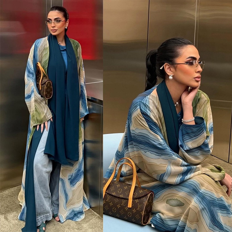 Mq289 Modest Long Cardigan Robe with Headscarf, Relaxed and Stylish Outerwear, Simple and Casual for Daily Commuting Mq289 Modest Long Cardigan Robe with Headscarf, Relaxed and Stylish Outerwear, Simple and Casual for Daily Commuting