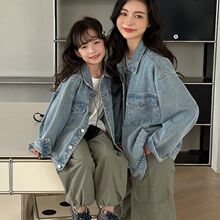 亲子装韩版洋气牛仔外套2025春装新款甜酷百搭夹克工装重工衬衣潮