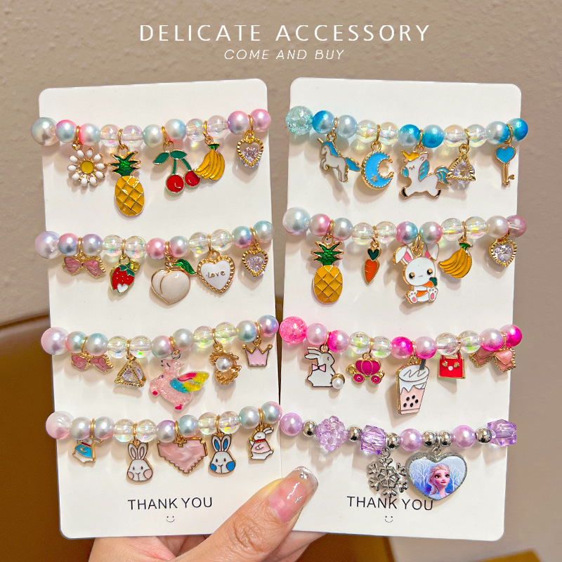 Brazaletes lindos colgante de niña accesorios de dibujos animados joyas de beads princesa de nieve joyas de pulseras de niños