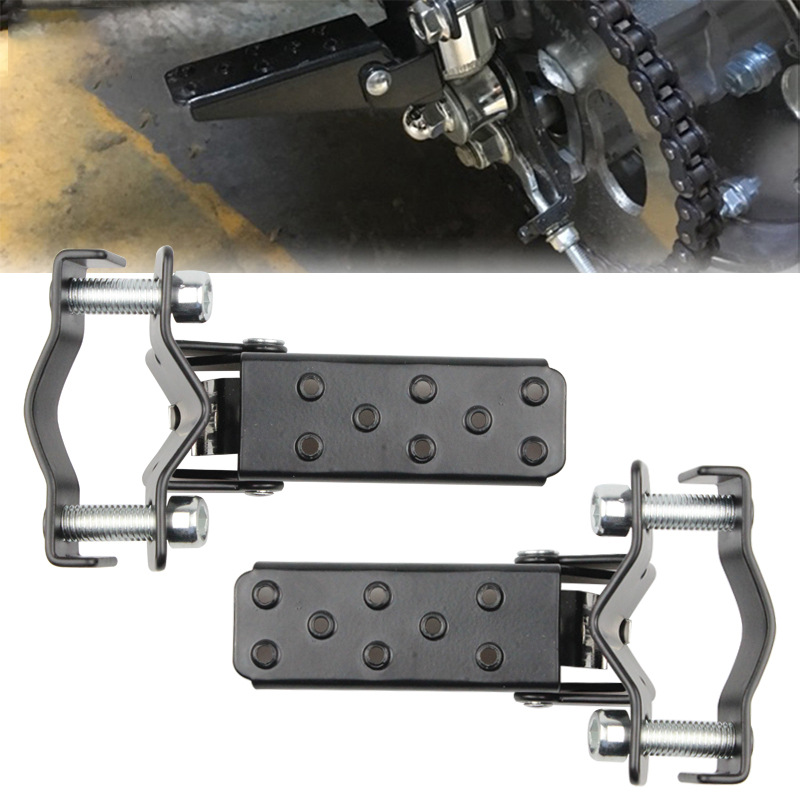 摩托车自行车改装配件  通用型管夹式安装复古风脚踏板脚蹬可折叠