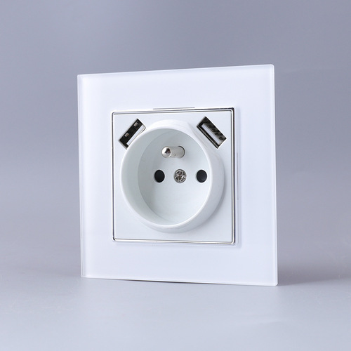 13A British USB socket panel with one opening and five holes with switch USB socket German European standard double USB socket