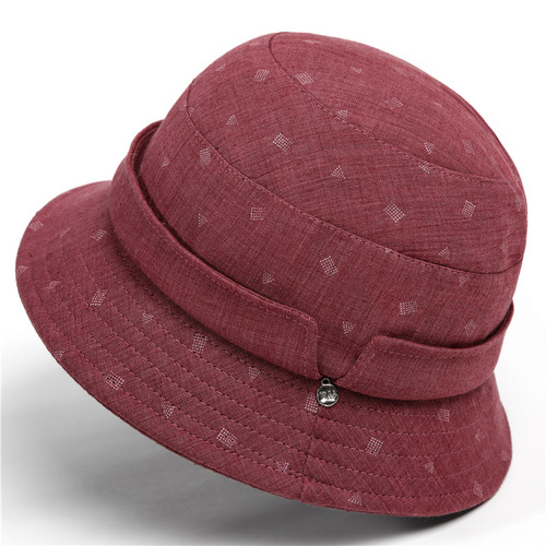 Women's Spring and Summer Flat Brim Bucket Hat for Middle-Aged and Elderly, Simple Mother Hat, Thin Rim Fabric Hat, Fisherman Hat, Sun Protection Hat