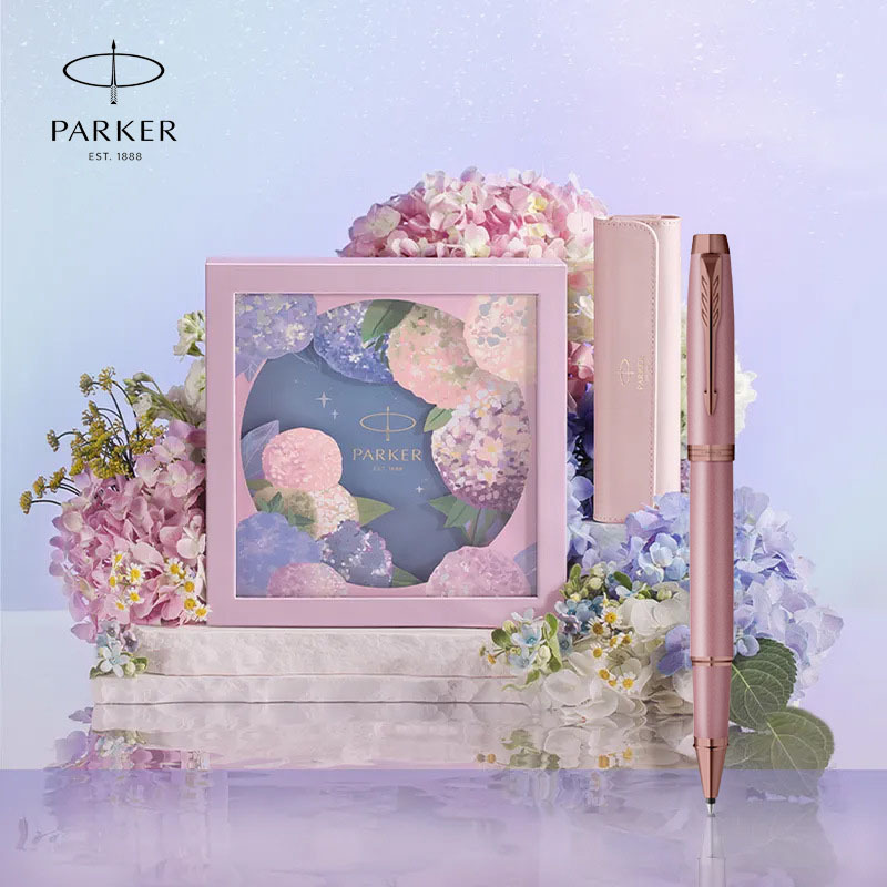 PARKER IM Glitter Ballpoint Pen Hydrangea Floral Gift Box - High-Value Gift for Girls, Gift for Female Teachers