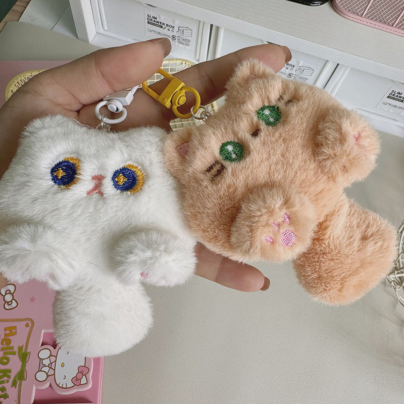 Llavero de gato con cola larga, diseño de dibujos animados, colgante de bolso o mochila, regalo lindo para estudiante o novia