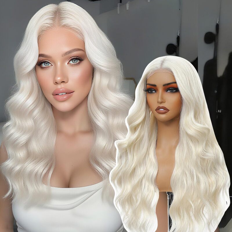 Lace Front Wig for Women, Long Wavy, Middle Part, Glue-Free, Heat-Resistant Synthetic Wig Suitable for Daily Wear