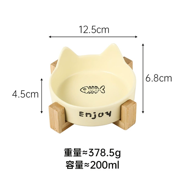 [猫耳黄色鱼骨单碗+十字架]