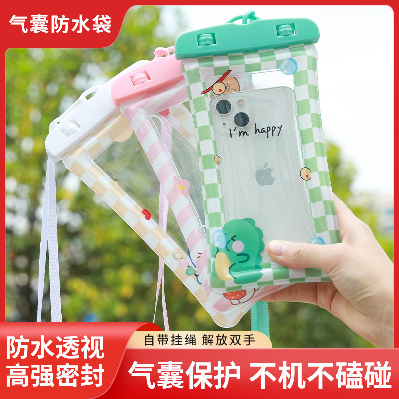 Cute Cartoon Macaron Airbag Mobile Phone Waterproof Bag Outdoor Swimming and Rafting Equipment Touch Screen Sealed Waterproof Bag