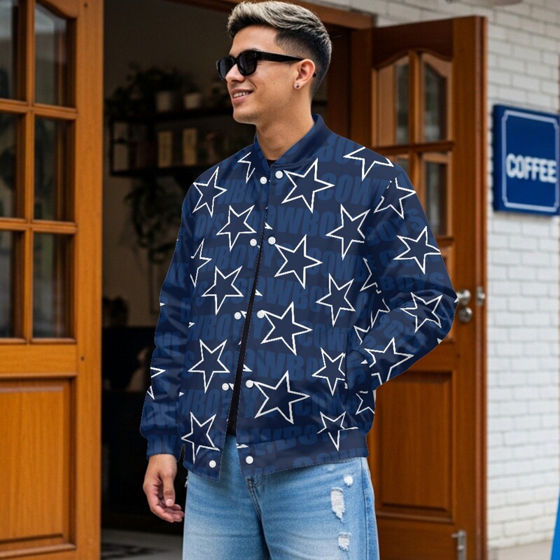 Nfl Independent Website's New Bomber Jacket Dallas Cowboys Printed Sports Baseball Uniform Cross-Border Supply