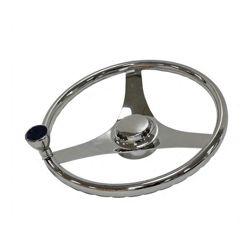 3-spoke stainless steel 304 yacht steering wheel, marine steering wheel with power assist knob, ship rudder, yacht accessories