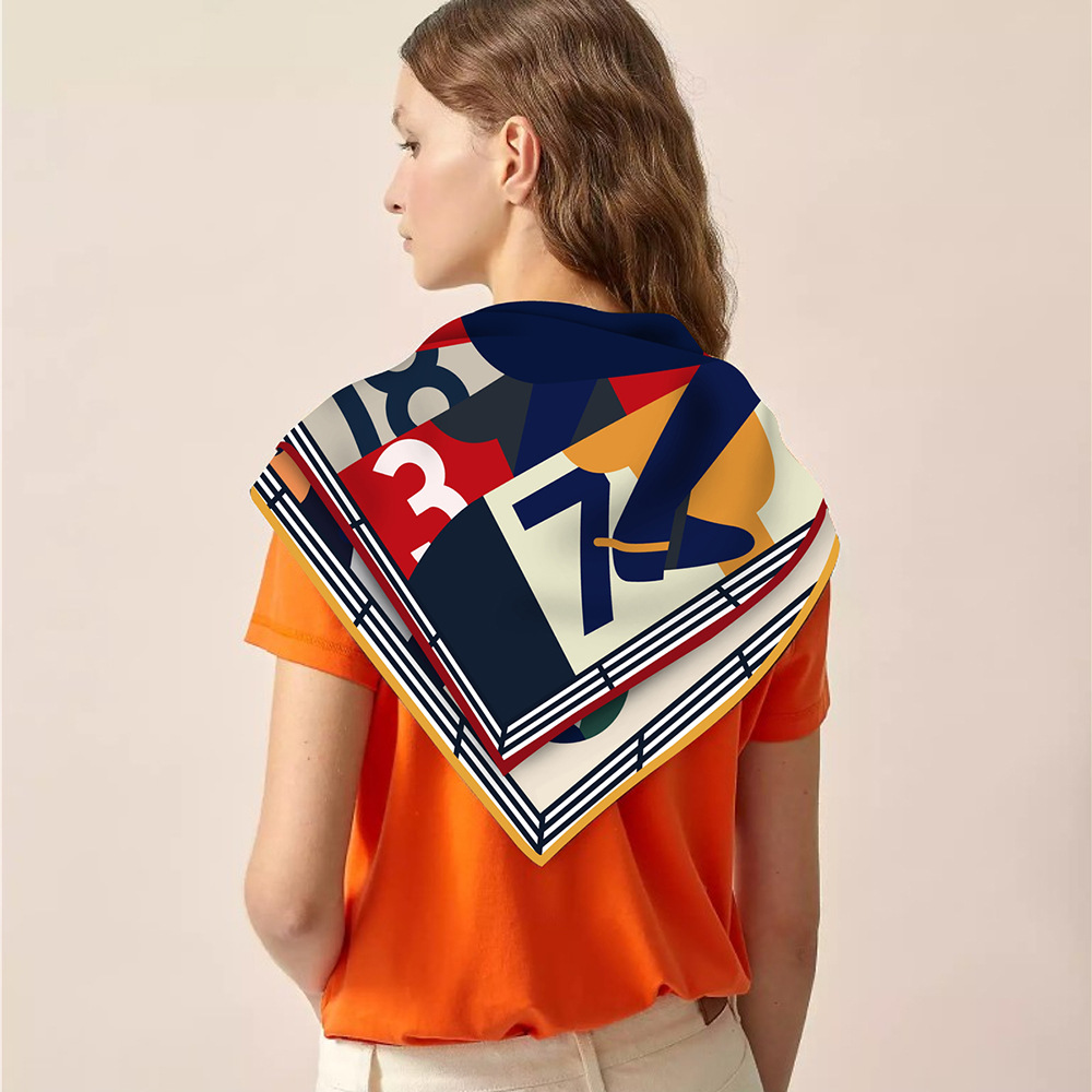 108g Weight Silk Scarf Classification Daily Occasion Human Pattern All Seasons Season Women's Gender Printing Design Casual Style Women's Casual Human Twill Printing Silk Scarf 3