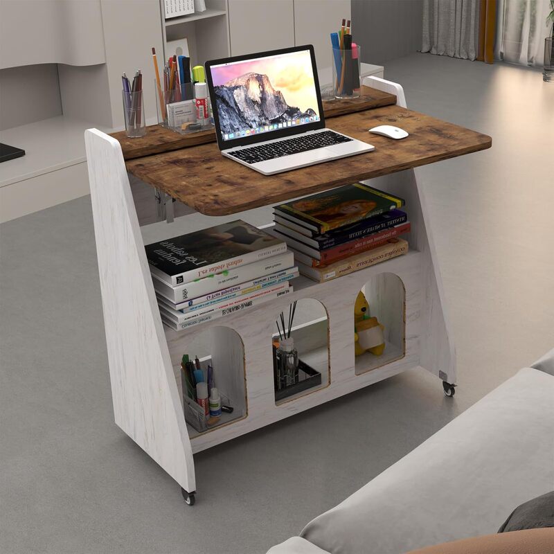 Mobile Laptop Desk with Wheels Portable Laptop Table Rolling Writing Workstation with Pulley Mobile Laptop Desk with Wheels Portable Laptop Table Rolling Writing Workstation with Pulley