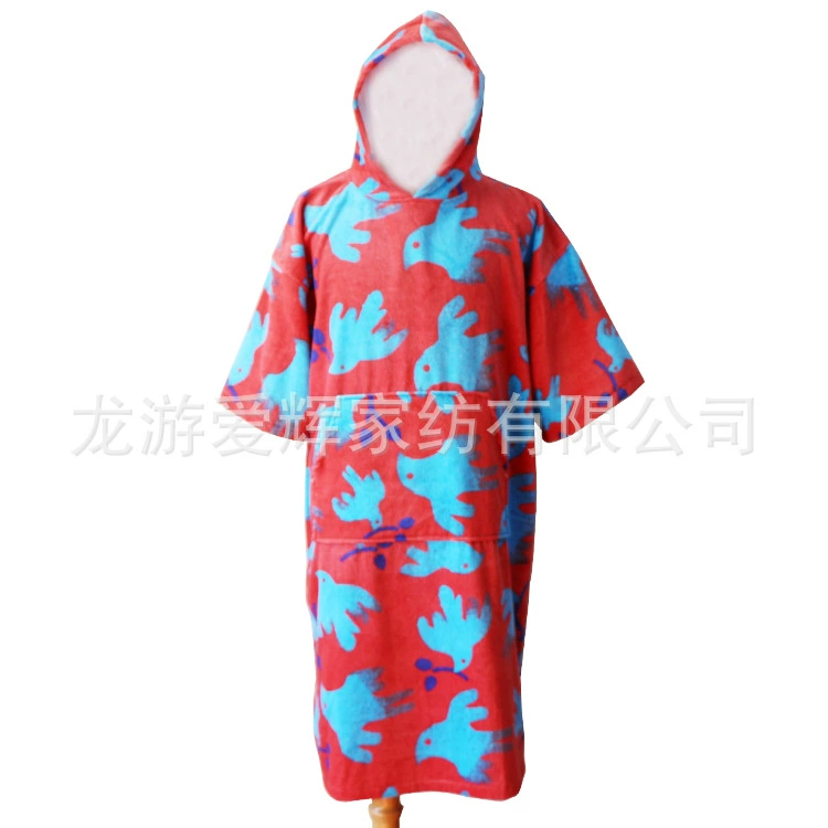 Пончо для серфинга из хлопковой махровой ткани с принтом, пляжное пончо, пляжный плащ, халат с капюшоном