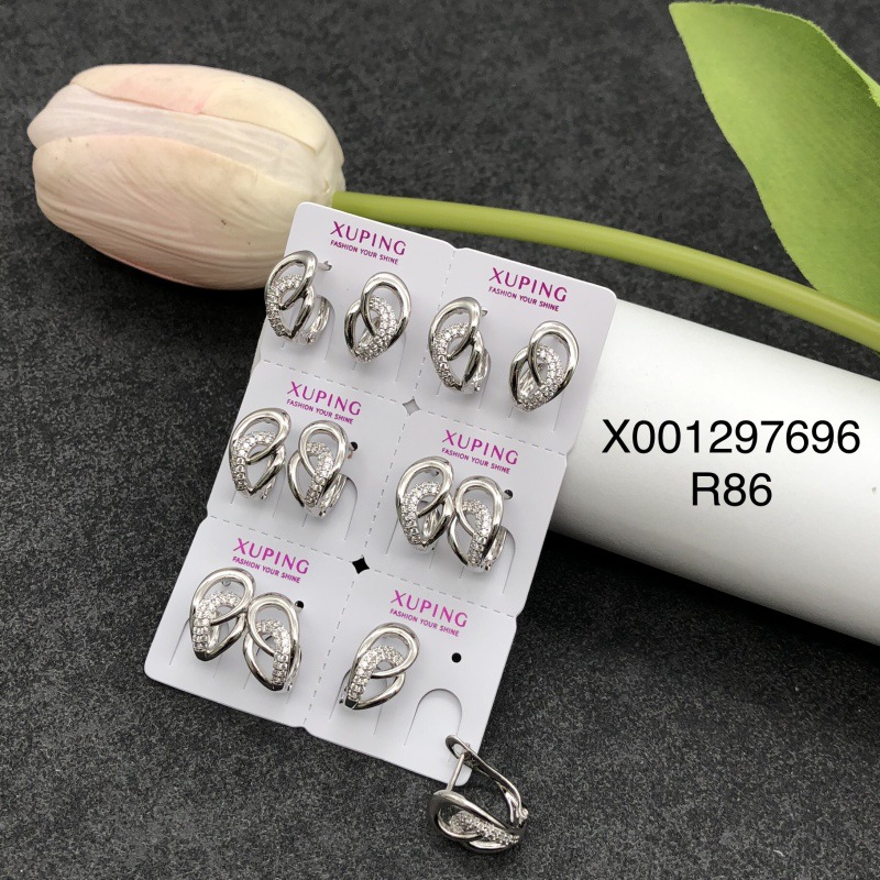 Xuping joyería estilo de moda europea y americana aretes exagerados doble fila brillante aretes de aretes de arroz de arroz pendientes de arroz transfronterizos aretes al por mayor image 24