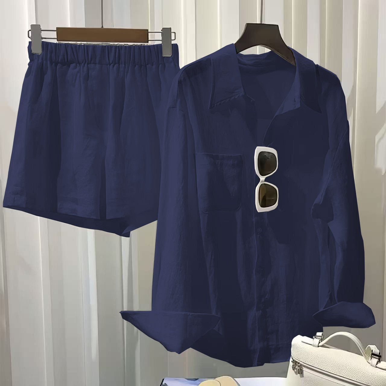 Plus Size Women's Casual Cotton Linen Shirt Spring Autumn Loose Fashion Solid Color Sports Suit_ecoleips.com