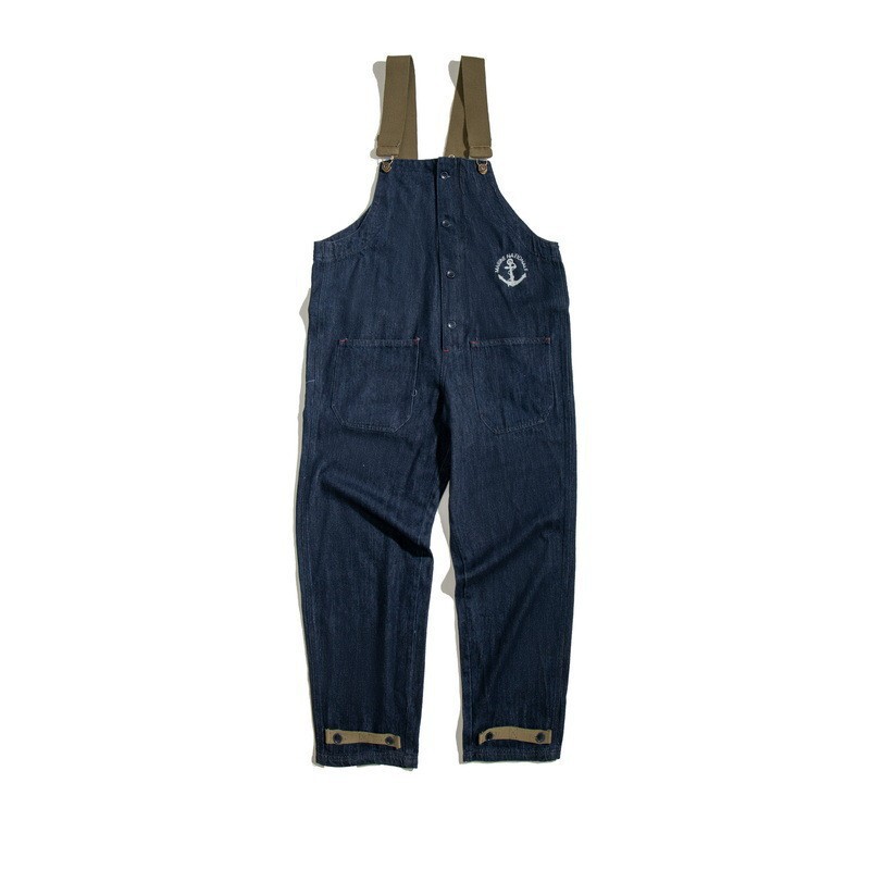 2025 Reverse Craftsman Workwear American Retro Navy Deck Overalls Spring and Autumn Washed Denim Selvedge Straight Jeans