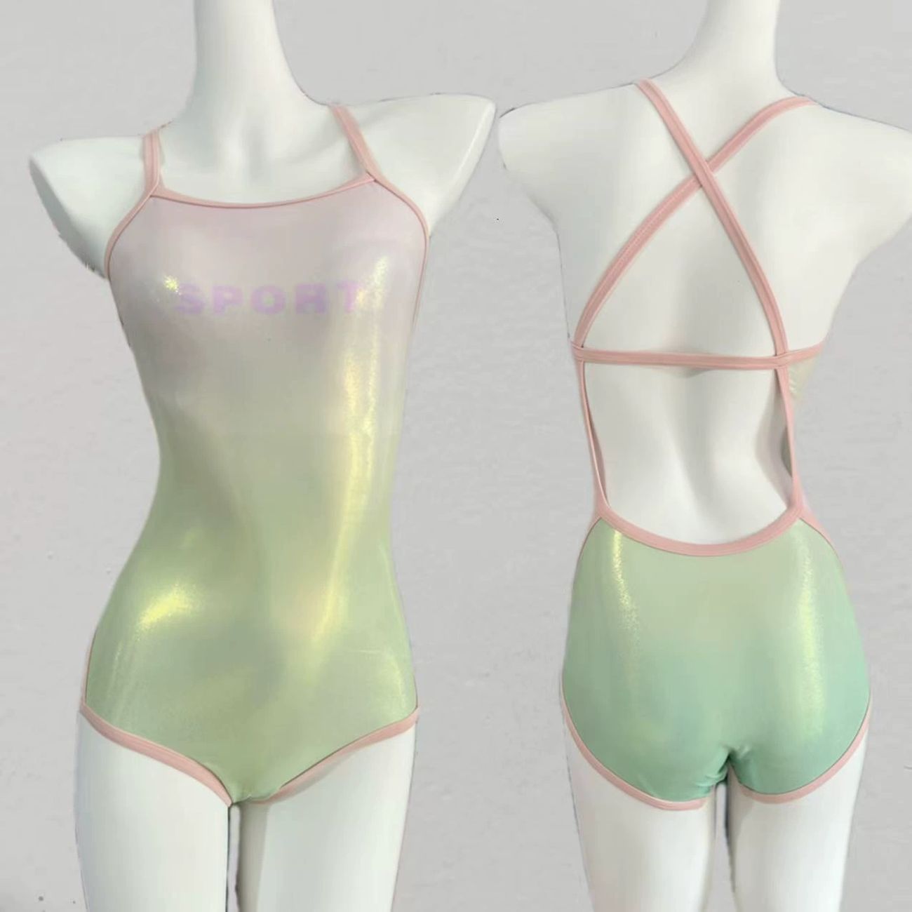 2025 New Swimsuit for Women, New Shiny Swimming Pool, Backless, Large Buttocks, Breast-Retracting Belt, Breast Pads for Women