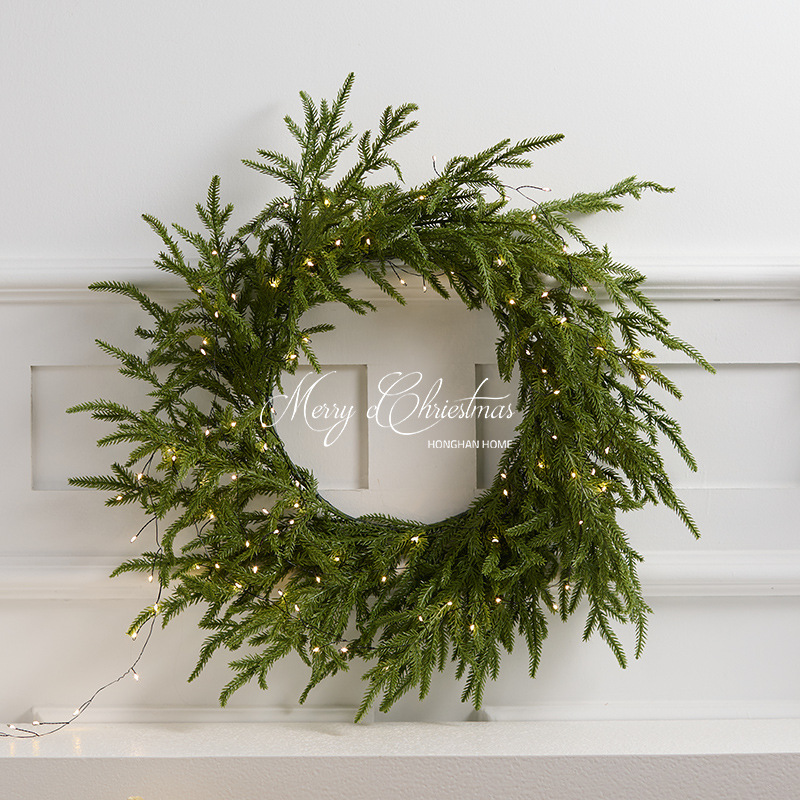 Nuevos productos transfronterizos pegamento blando sensación de mano PE guirlandana de alta simulación cifrado verde Navidad decoración del hogar de caña