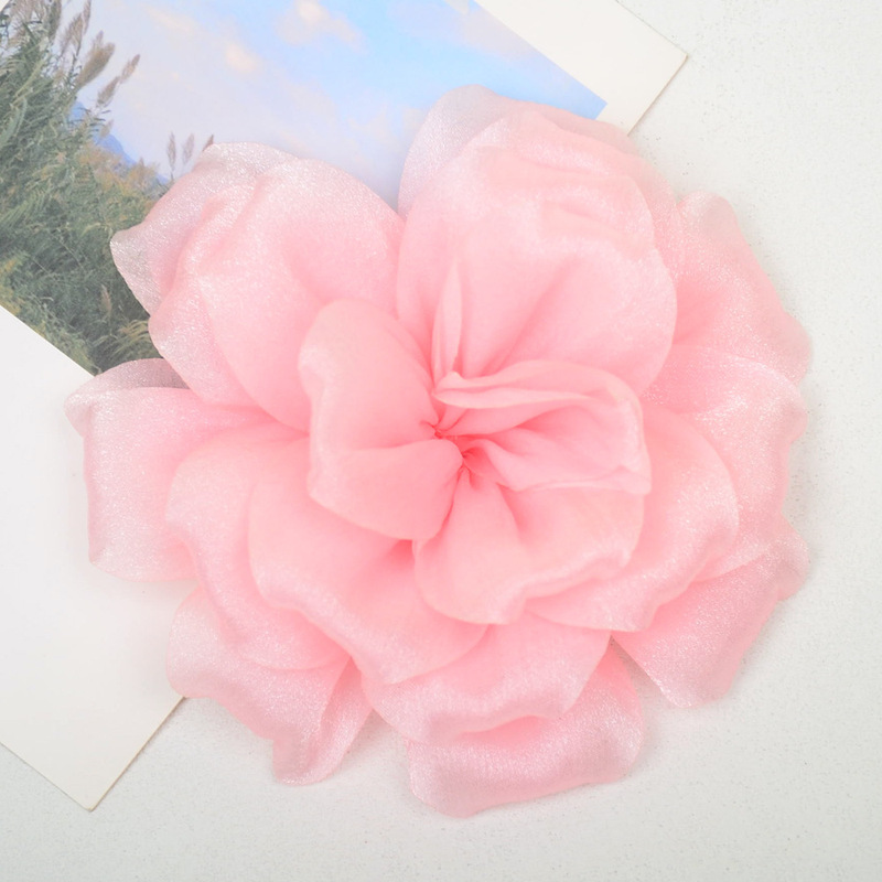 光沢のあるシルクサテン生地立体二層バラの花 diy 手作りヘッドフラワーヘアアクセサリー靴と帽子アクセサリー|undefined