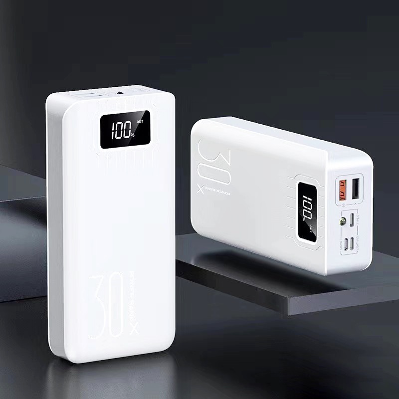Pantalla digital de 30000 mAh carga rápida PD pantalla cuadrada fuente de alimentación móvil al aire libre larga duración de la batería de gran capacidad