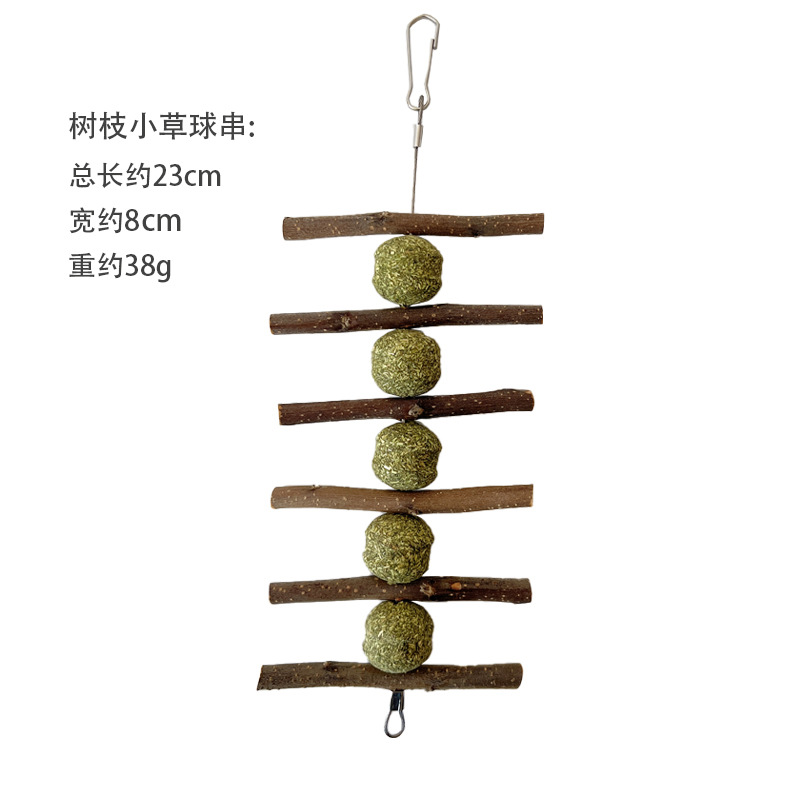 Juguete Molar de Cuerda para Pequeñas Mascotas, Madera y Hierba, Masticable, para Conejos y Cobayas
