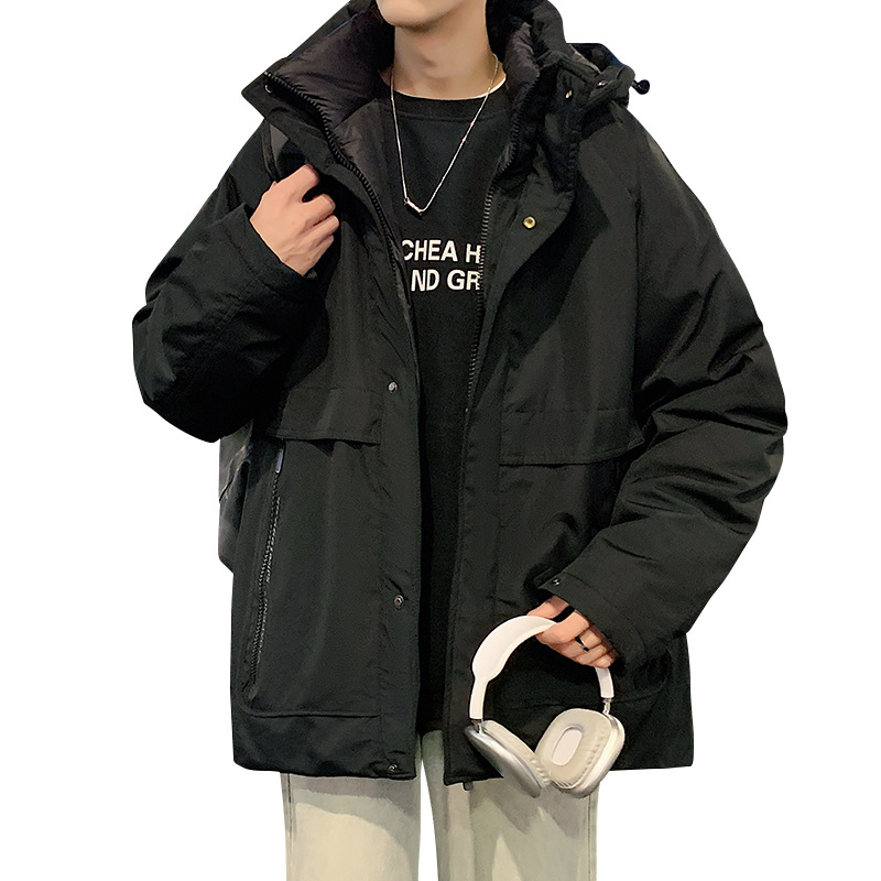 2025 invierno nuevo hombre moda corto chaqueta de trabajo con capuzas chaqueta de moda