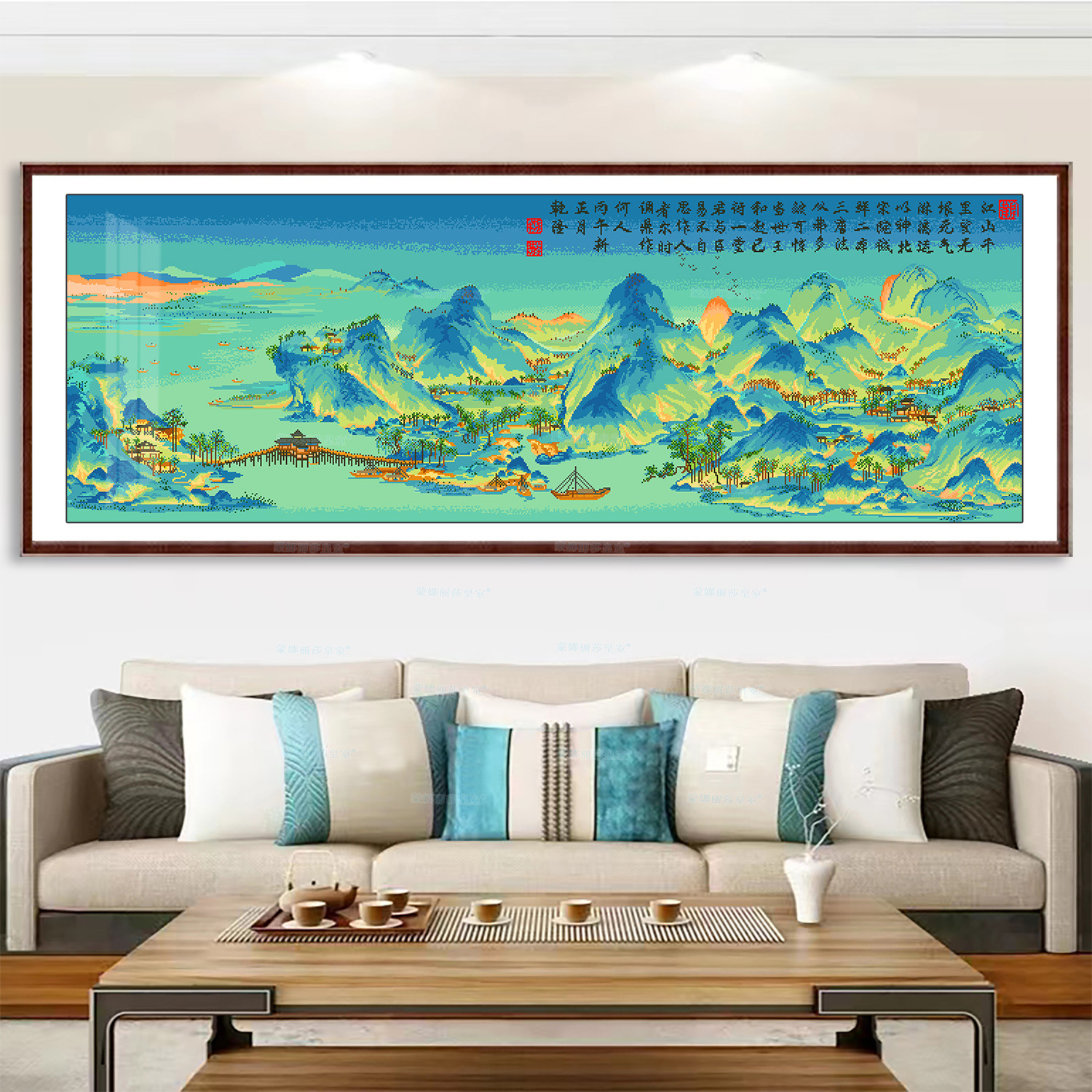 Productos genuinos Mona Lisa Royal punto de cruz Qianli Jiangshan versión mejorada nueva sala estudio paisaje hilo bordado image 3