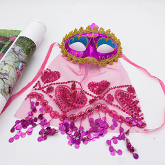 Halloween mask belly dance children's New Year costume party adult party Indian style with veil gold powder sparkles