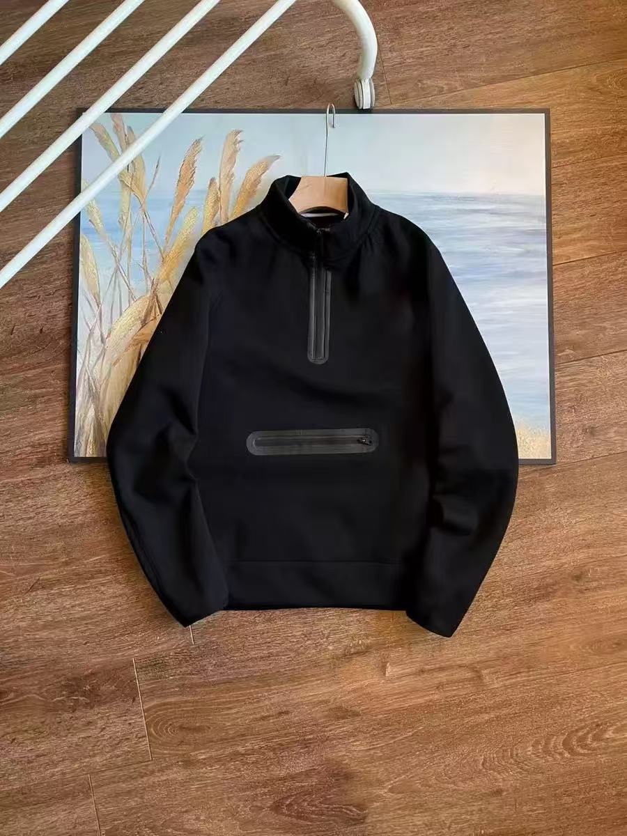 Men's Multi-colour Half-zip Pullover Sweatshirt With Stand Collar_voghion.com