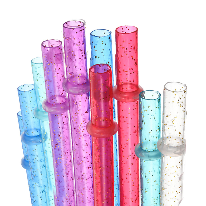 Pajitas duras con rosca de color de venta caliente transfronteriza, hebilla de plástico, pajita anti-caída, tubo duro repetido PP con anillo