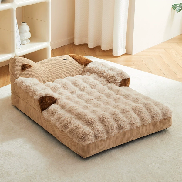 Warm Latte Sofa Bed [upgrade thickened, encrypted, rabbit plush]