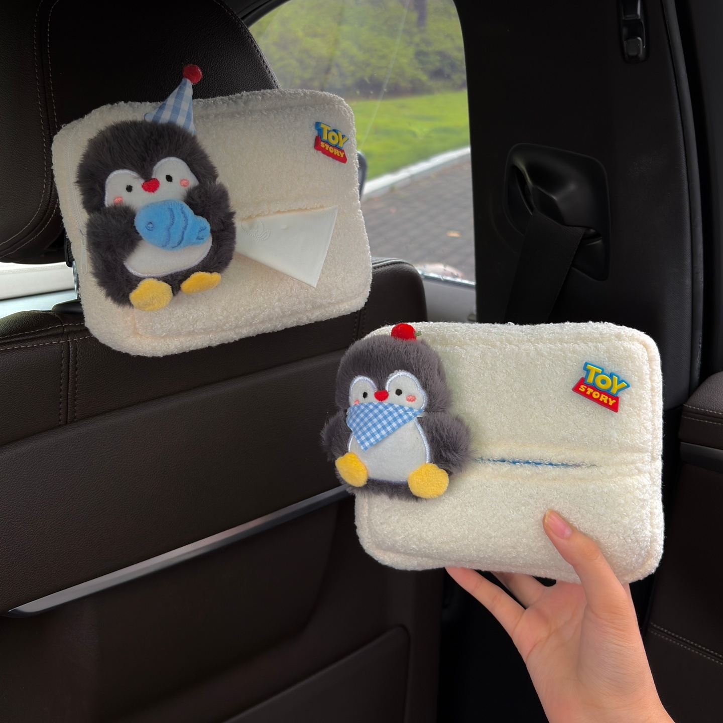 2026 New Penguin Car Tissue Box, Armrest Box Tissue Holder, Seat Back Hanging Tissue Bag, Cute for Women
