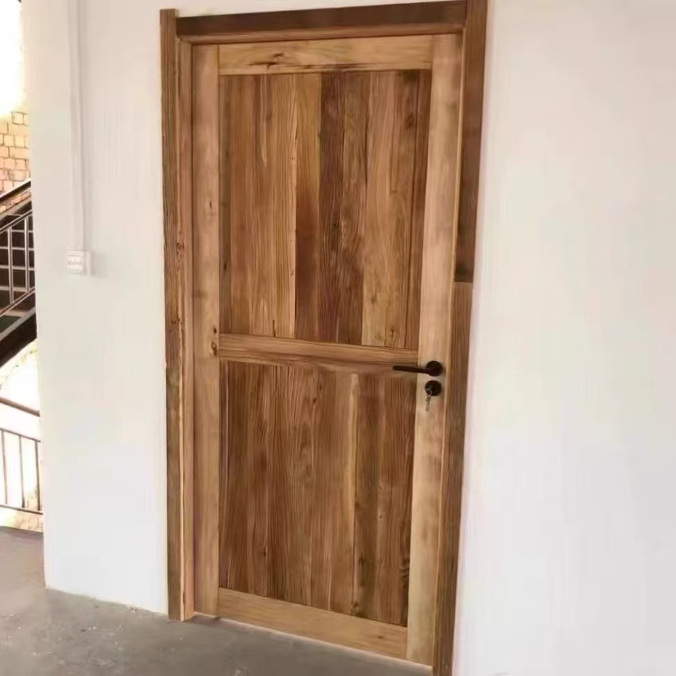 老榆木实木大门室内原木推拉门民宿酒店实木单开门别墅入户仿古门