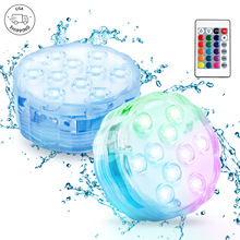 跨境RGB遥控潜水灯水族鱼缸装饰泳池灯七彩led防水水底灯