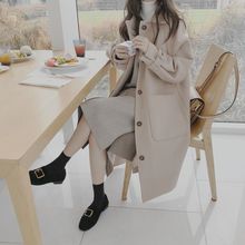 2025新款冬季毛呢外套女中长款学生流行学院风妮子加棉大衣小个子