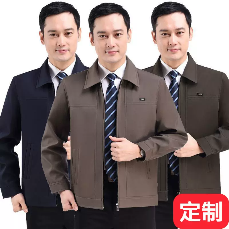 跨境厚款 中年男士夹克外套爸爸装褂子春秋男外套中老年夹克上衣