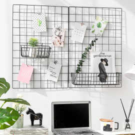 网格片照片墙ins风轻奢软装墙面装饰架墙上创意置物架墙壁展示