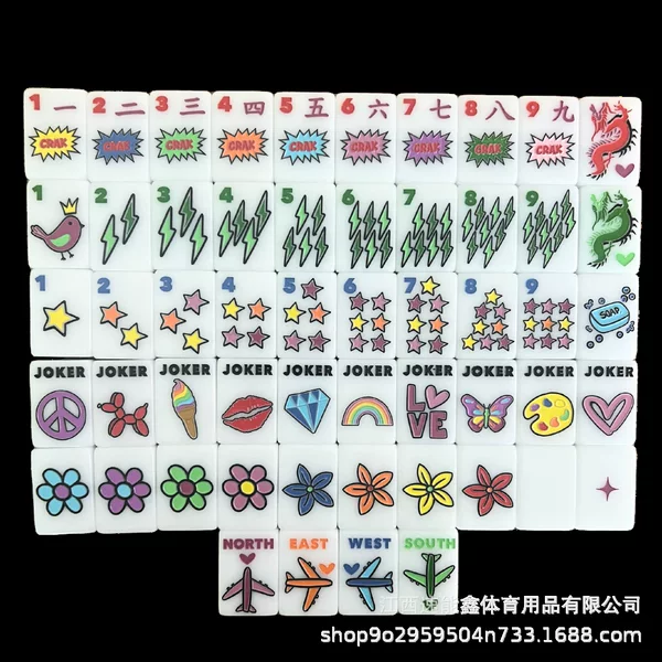 American-Style Mahjong Tiles in Stock with Special Floral and Animal Patterns, 160-Piece Complete Set for Entertainment