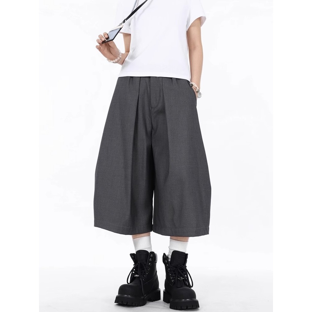 American-Style Cleanfit Pleated Wide-Leg Cropped Trousers for Men and Women, New High-End, Handsome, Loose Casual Pants, Trendy