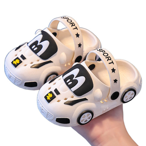 Cool Luminous Kids' Slippers Summer Boys' Cartoon Car Pattern Non-Slip Soft-Soled Indoor Baby Closed-Toe Hole Sandals