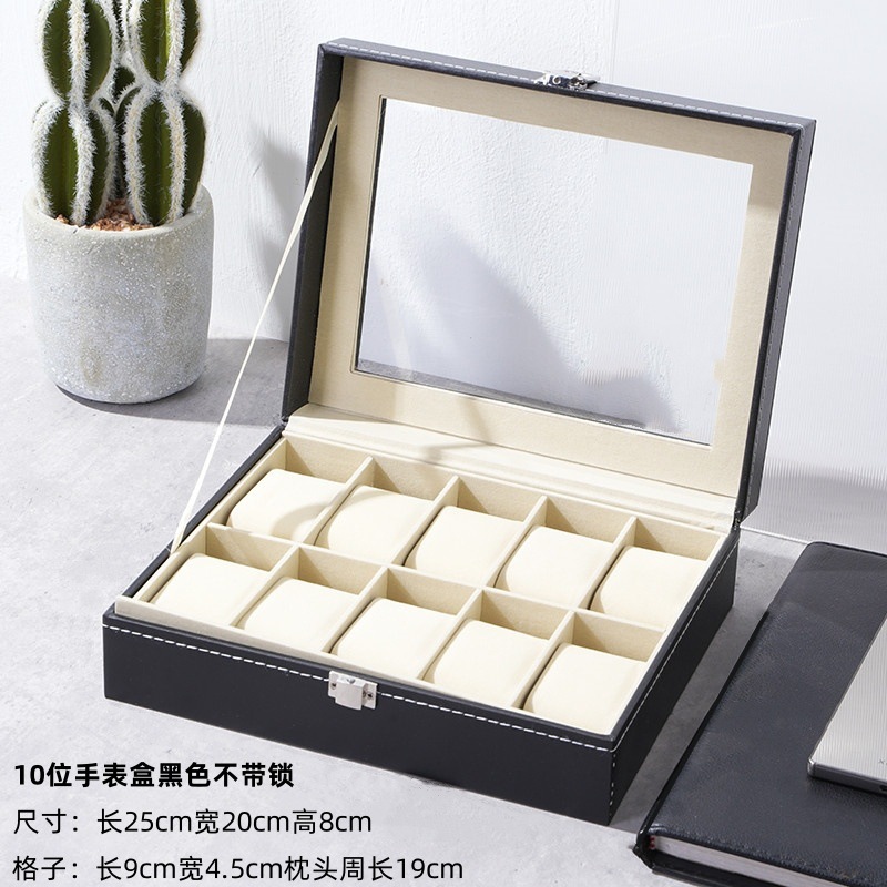 Caja de almacenamiento de reloj de cuero de veta de madera retro Caja de reloj múltiple Reloj de alta gama Reloj mecánico Caja de joyería Hogar de gran capacidad image 14