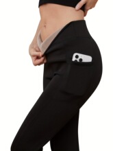 C 31407 Women's high waist tummy control fleece leggings Ů