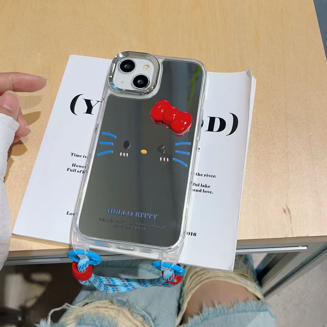 Girl ins maquillaje espejo kt emoji aplicable 16ProMax funda para teléfono móvil iPhone15 Apple 14/13 nuevo