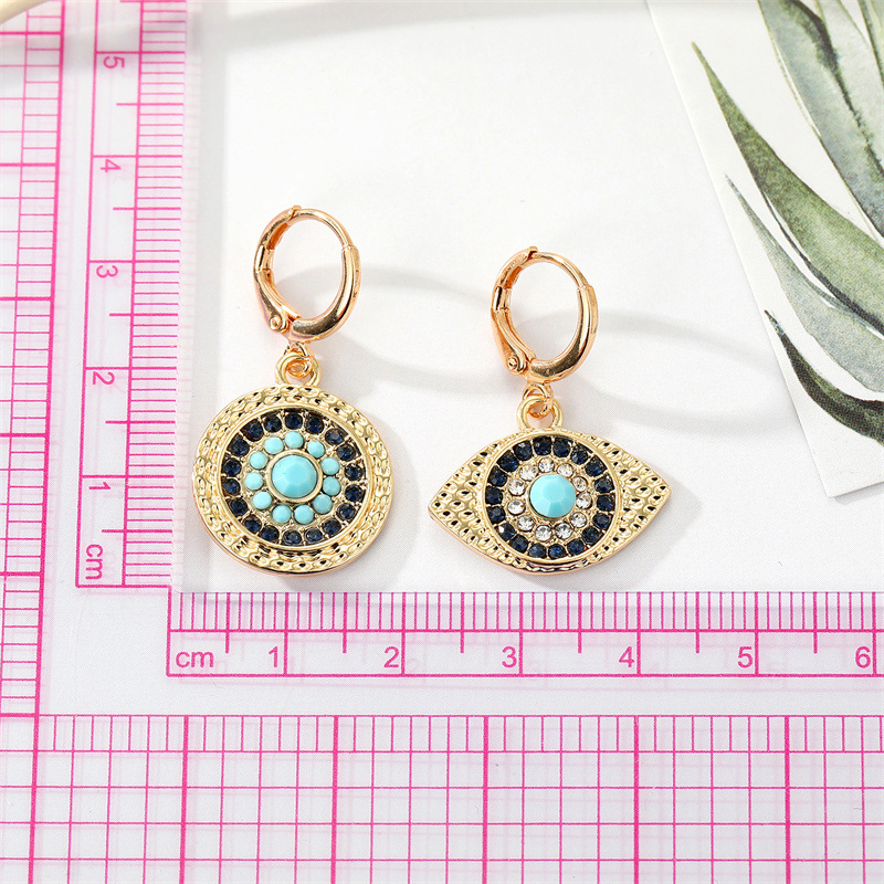 Earrings Classification Wedding, Travel, Birthday, Festival Occasion Ethnic Point Rhinestone Sun Retro Devil's Eye Pendant Earring