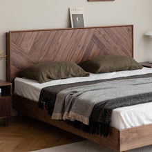 定制北美黑胡桃木悬浮实木床日式榻榻米双人床简约卧室1.8米大床