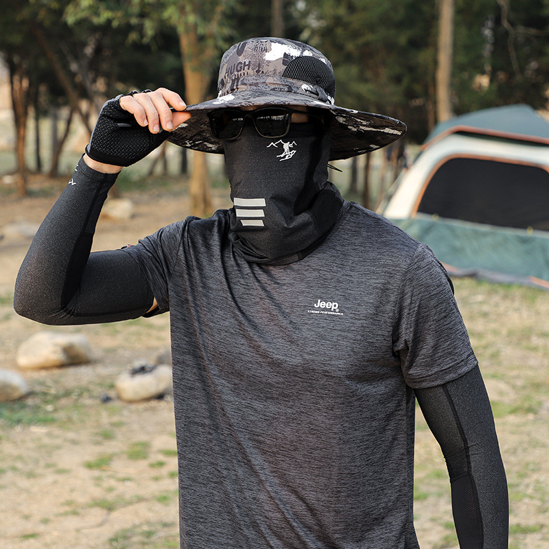 Men's Summer Sunscreen Bandana Mask Outdoor UV Protection Sunscreen Hand Sleeve Three-piece Outdoor Hat Men's Summer Sunscreen Bandana Mask Outdoor UV Protection Sunscreen Hand Sleeve Three-piece Outdoor Hat
