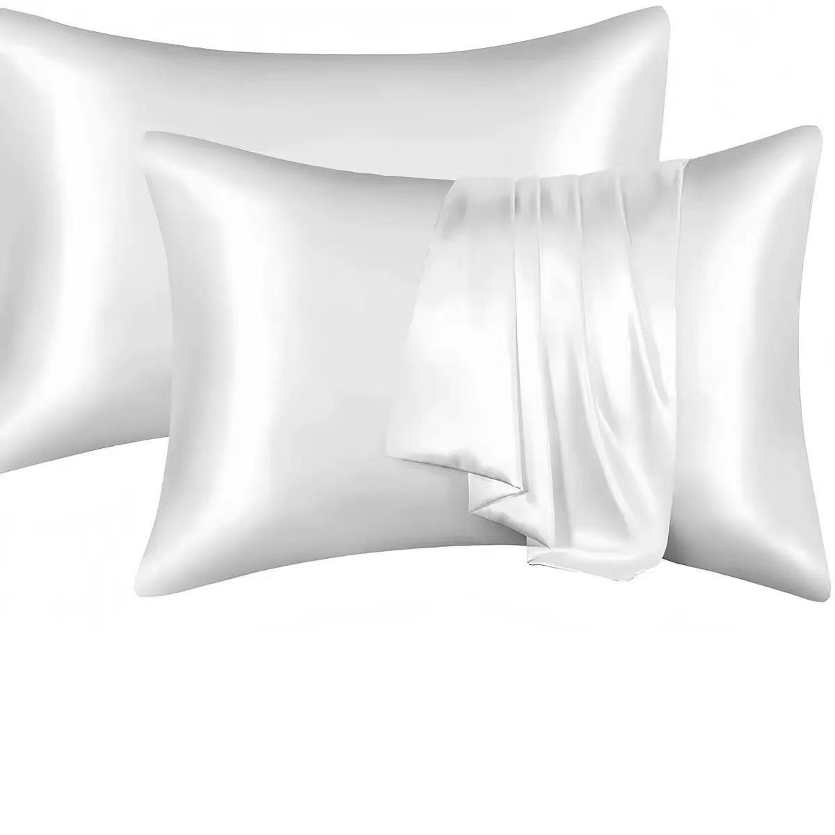 Comercio exterior transfronterizo sobre de color sólido imitación seda almohada funda de seda seda seda satin y piel almohada de sueño individual image 12